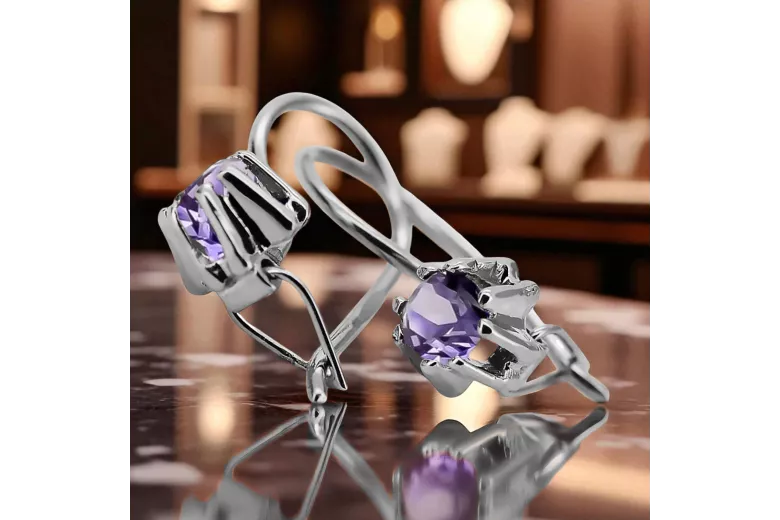 925 Spol_Latn 14k 583 Alexandrite náušnice vec053s Russian Soviet USSR Vintage Jewlery Art Deco style